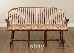 Stickley Early American Style Cherry Spindle Back Windsor Settee