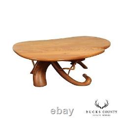 Studio Crafted Large Organic Modern Freeform Oak and Cherry Coffee Table