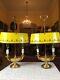 Stunning Late C20th Pair GiltMetal Empire Yellow Toleware Shade Bouillotte Lamps
