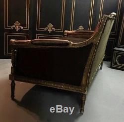 Stunning Louis XVI Style Reupolstered Silk Velvet Sofa Late 1800s