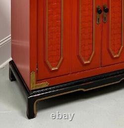 THOMASVILLE Red & Black Lacquered Asian Campaign Style Console Cabinet