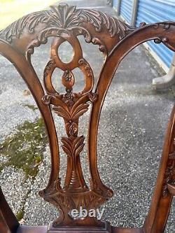 Theodore Alexander Chippendale Carved Mahogany Dining Chairs 2 Arm Chairs, 6 Reg