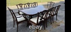 Theodore Alexander Chippendale Carved Mahogany Dining Chairs 2 Arm Chairs, 6 Reg