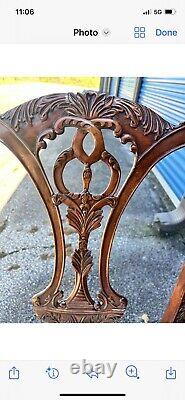 Theodore Alexander Chippendale Carved Mahogany Dining Chairs 2 Arm Chairs, 6 Reg