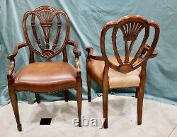 Theodore Alexander Hepplewhite Mahogany Dining Arm Chairs Late 20th Century A