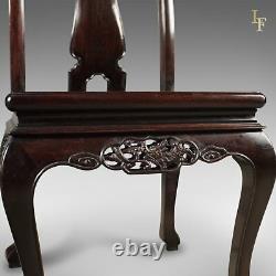 Traditional Oriental Rosewood Set of 4 Dining Chairs, Late 20th