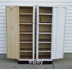 Two (2) Cresteel (circa late 30's) antique kitchen pantry vintage steel cabinets