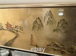 VTG La Barge Mid-Century Modern Hand Painted Wall Chinoiserie Mirror, 28 x 42