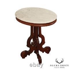Victorian Antique Marble Top Mahogany Side Table