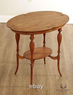 Victorian Antique Oak Carved Side table