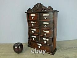 Victorian Antique Spice Cabinet w Porcelain Knobs and Labels Late 1800s