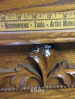 Victorian Art Deco Oak Dresser Headboard Footboard Carved Details Late 1800's