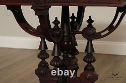 Victorian Eastlake Antique Marble Top Walnut Parlor Table