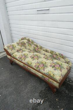 Victorian Eastlake Late 1800s Hand Carved Solid Walnut Chaise Lounge 1412