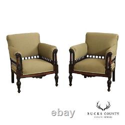 Victorian Eastlake Pair of Upholstered Armchairs