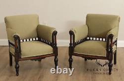 Victorian Eastlake Pair of Upholstered Armchairs