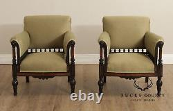 Victorian Eastlake Pair of Upholstered Armchairs