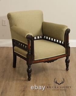 Victorian Eastlake Pair of Upholstered Armchairs