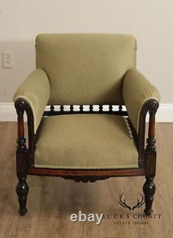 Victorian Eastlake Pair of Upholstered Armchairs