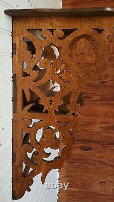 Victorian Handcrafted Fretwork Wood Curio Shelf Mahogany Dovetailed Late 1800s