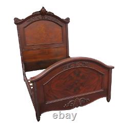 Victorian Late 1800s Carved Extra Tall Solid Walnut Full Size 2988