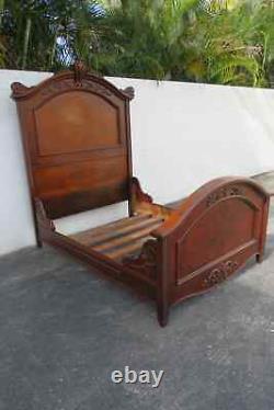 Victorian Late 1800s Carved Extra Tall Solid Walnut Full Size 2988