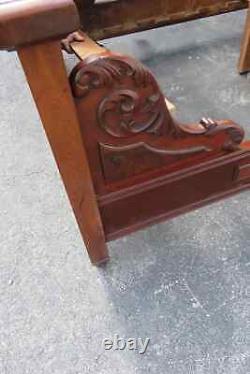 Victorian Late 1800s Carved Extra Tall Solid Walnut Full Size 2988