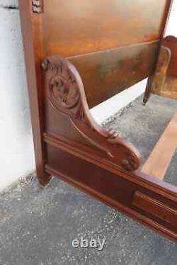 Victorian Late 1800s Carved Extra Tall Solid Walnut Full Size 2988