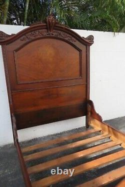 Victorian Late 1800s Carved Extra Tall Solid Walnut Full Size 2988