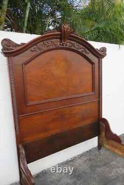 Victorian Late 1800s Carved Extra Tall Solid Walnut Full Size 2988