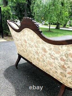 Victorian Late 1800s Hand Carved Mahogany Sofa Couch