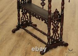 Victorian Renaissance Gothic Revival Antique Mahogany Marble Top Hall Table