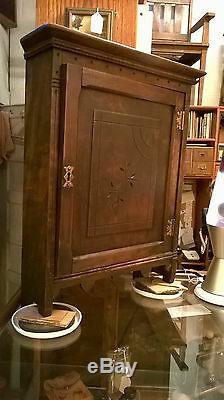 Victorian Walnut Corner Cabinet with Spoon Carved Doors Circa Late 1800's
