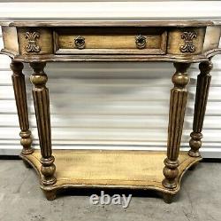 Vintage Berkshire Tall Console Table Modern Cottage Carved Design Elements