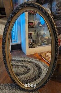 Vintage Brown & Gold Hollywood Regency Large Oval Ornate Wall Decor Large 35