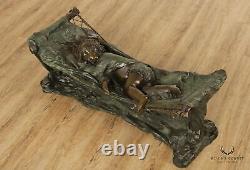 Vintage Child Sleeping in Hammock Cast Bronze Coffee Table Base, Signed