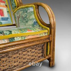 Vintage Colonial Loveseat, English, Bamboo, Bench, Sofa, Late 20th Century, 1970