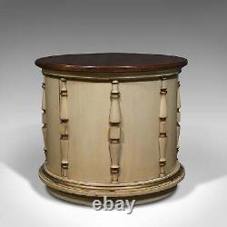 Vintage Drum Table, English, Occasional, Coffee, Cabinet, Late 20th Century