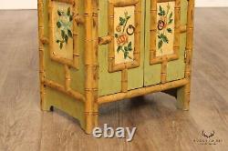 Vintage Faux Bamboo Paint Decorated Low Two-Door Cabinet