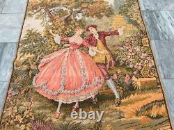 Vintage French Tapestry Medieval Pictorial Medium Wall Hanging Home Decor 3x4 ft