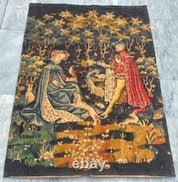 Vintage French Tapestry Mediveal Pictorial Medium Wall Hanging Home Decor 4x5 ft