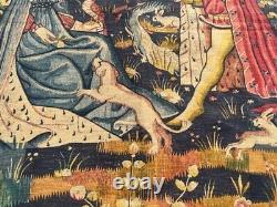 Vintage French Tapestry Mediveal Pictorial Medium Wall Hanging Home Decor 4x5 ft