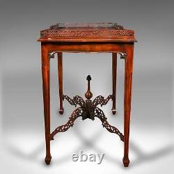 Vintage Galleried Silver Table, English, Ornate, Chippendale Revival, Late 20th