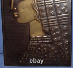 Vintage Hand Made Brass Wall Decor Plaque Woman