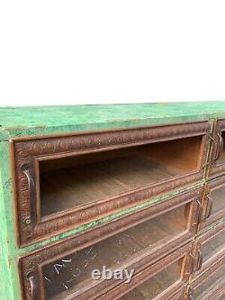 Vintage Late 20th Cen Antique Apothecary General Country Cabinet withGlass Drawers