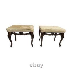Vintage Late 20th Century French Marble Top Console Table with Benches Set of 3