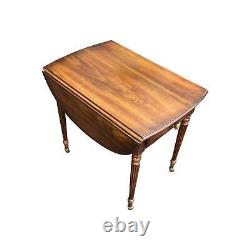 Vintage Late 20th Century Statton Brown Wood Drop-Leaf Side Table with Drawer