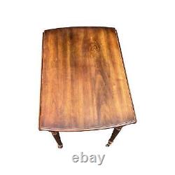 Vintage Late 20th Century Statton Brown Wood Drop-Leaf Side Table with Drawer