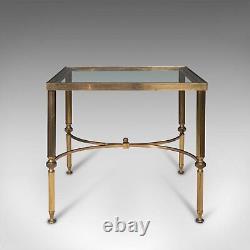 Vintage Lounge Coffee Table, French, Brass, Occasional, Lamp, Late 20th Century