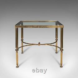 Vintage Lounge Coffee Table, French, Brass, Occasional, Lamp, Late 20th Century